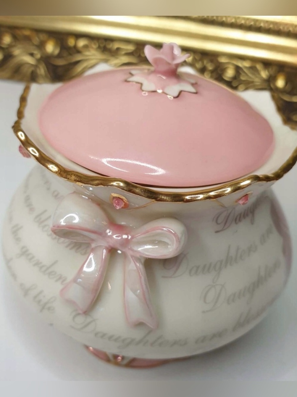 vintage Ardleigh Elliott heirloom porcelain music box titled "Precious Daughter"